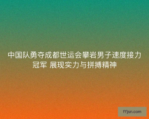 中国队勇夺成都世运会攀岩男子速度接力冠军 展现实力与拼搏精神